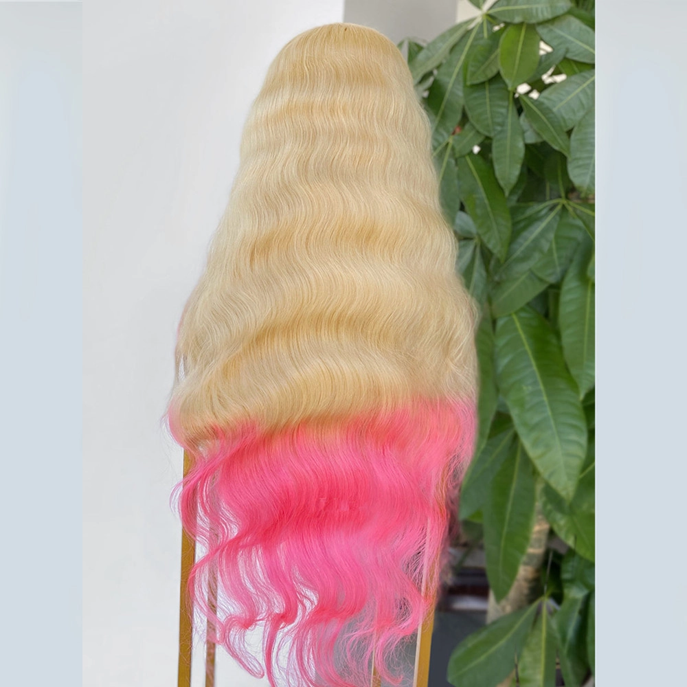 30inch Blonde Pink Color Transparent Lace 13x4 Lace Frontal Wig